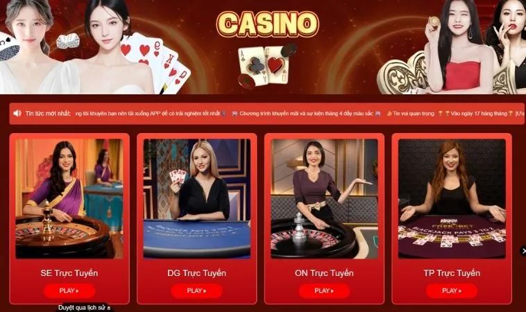 Sảnh Casino Online HB88 thiết kế giao diện đẹp, chuyên nghiệp